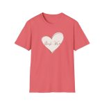 T-shirt with "Book Nerd" text inside a large heart outline, available in multiple colors