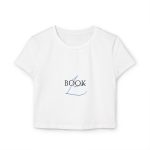 White baby tee with “Book Lover” printed in bold, elegant lettering across the chest.