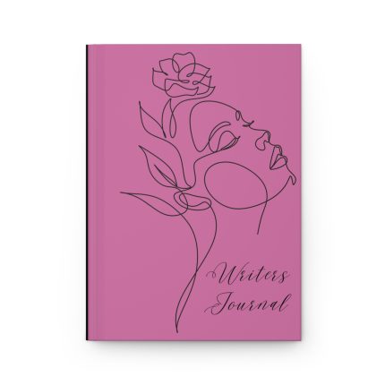 Purple hardcover journal with matte finish featuring a black silhouette of a woman leaning back, centered on the cover.