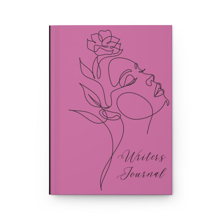 Purple hardcover journal with matte finish featuring a black silhouette of a woman leaning back, centered on the cover.