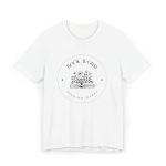 White T-shirt with line art of an open book and blooming flowers, labeled "Book Worm - Reading = Happy"
