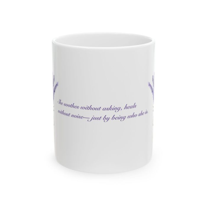 Lavender Soul Flower Mug with inspirational quote and two lavender bushes – 11oz ceramic mug