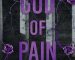 Cover of God of Pain by Rina Kent featuring bold purple text, dark cracked marble pillars, and vivid purple roses on a black background. The tagline reads: "The princess is taken by the God of Pain."